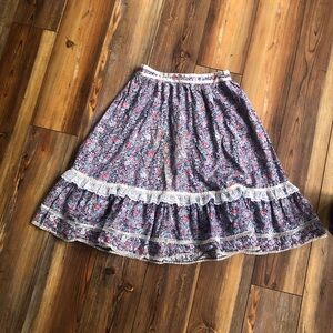 VTG 80’s Gunne Sax Jessica's Gunnies Floral Lace Prairie Midi SKIRT